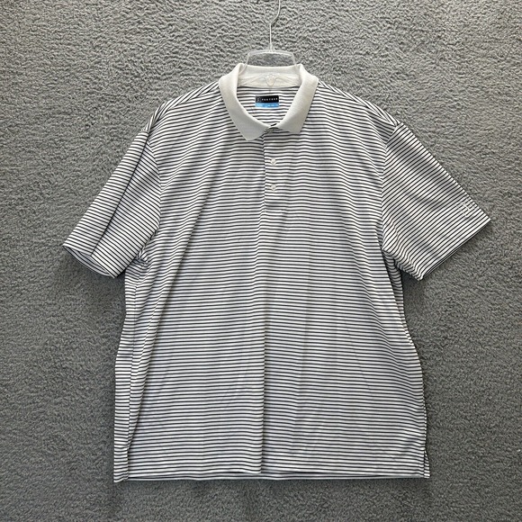 PGA Tour Shirt Mens XXL‎ Black White Striped Polo Golf Embroidered Logo Athletic - Picture 1 of 10